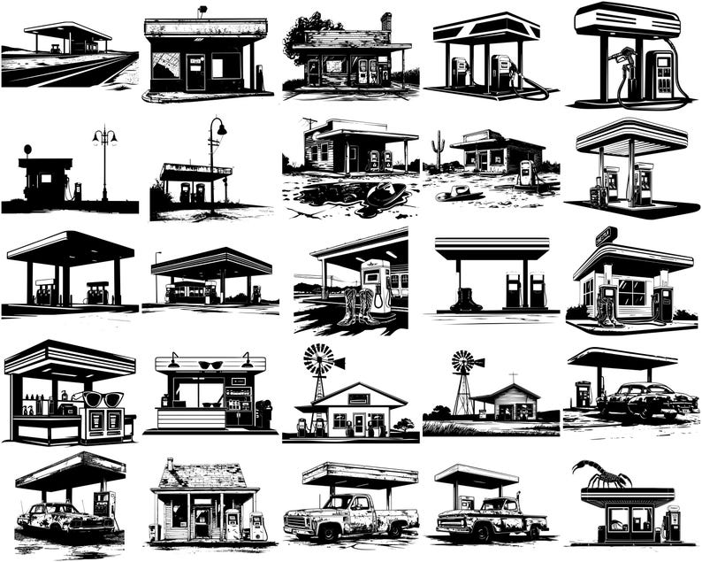Abandoned Gas Station SVG Bundle: 100 Retro Designs (digital Download ...