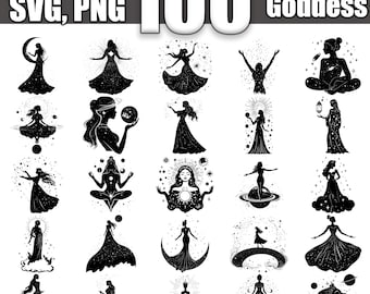 Celestial Goddess SVG Bundle, Set of 100, Instant Digital Download svg png dxf eps