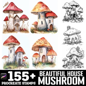 135+ Mushroom House Procreate Brush Set | Stamps For Procreate | Instant Digital Download