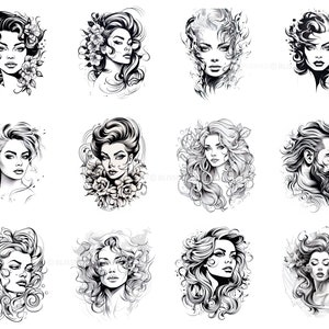 100+ Portrait Tattoo Procreate Brush Set | Unique Tattoo Style Stamp ...