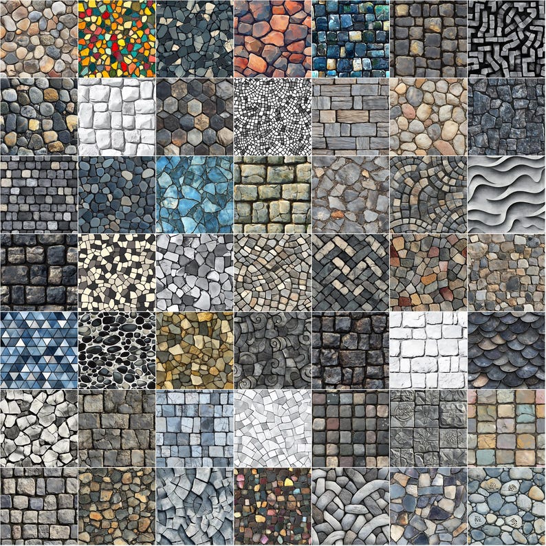 Cobblestone Texture Procreate Brushes: 100+ Seamless Stone Patterns ...