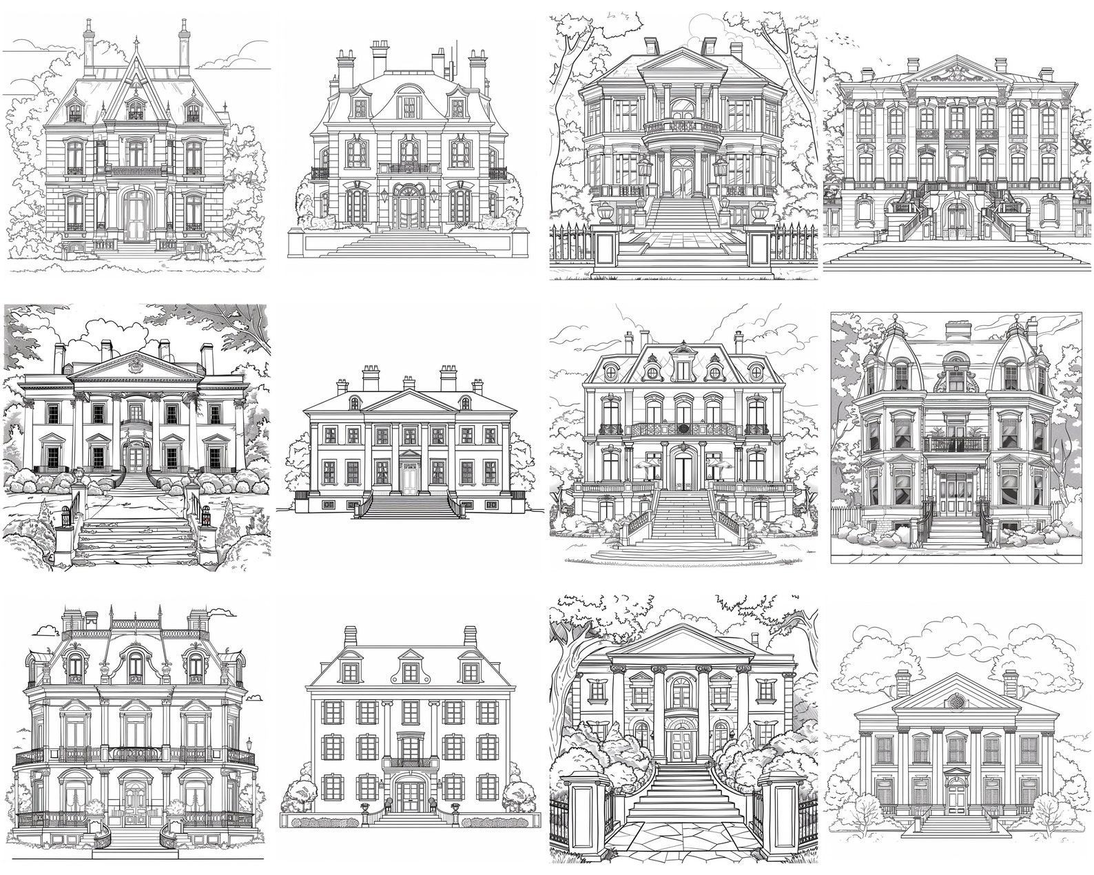 Image showcasing 151+ Big Mansion Procreate Brush Set | Stamps for Procreate | Instant ...