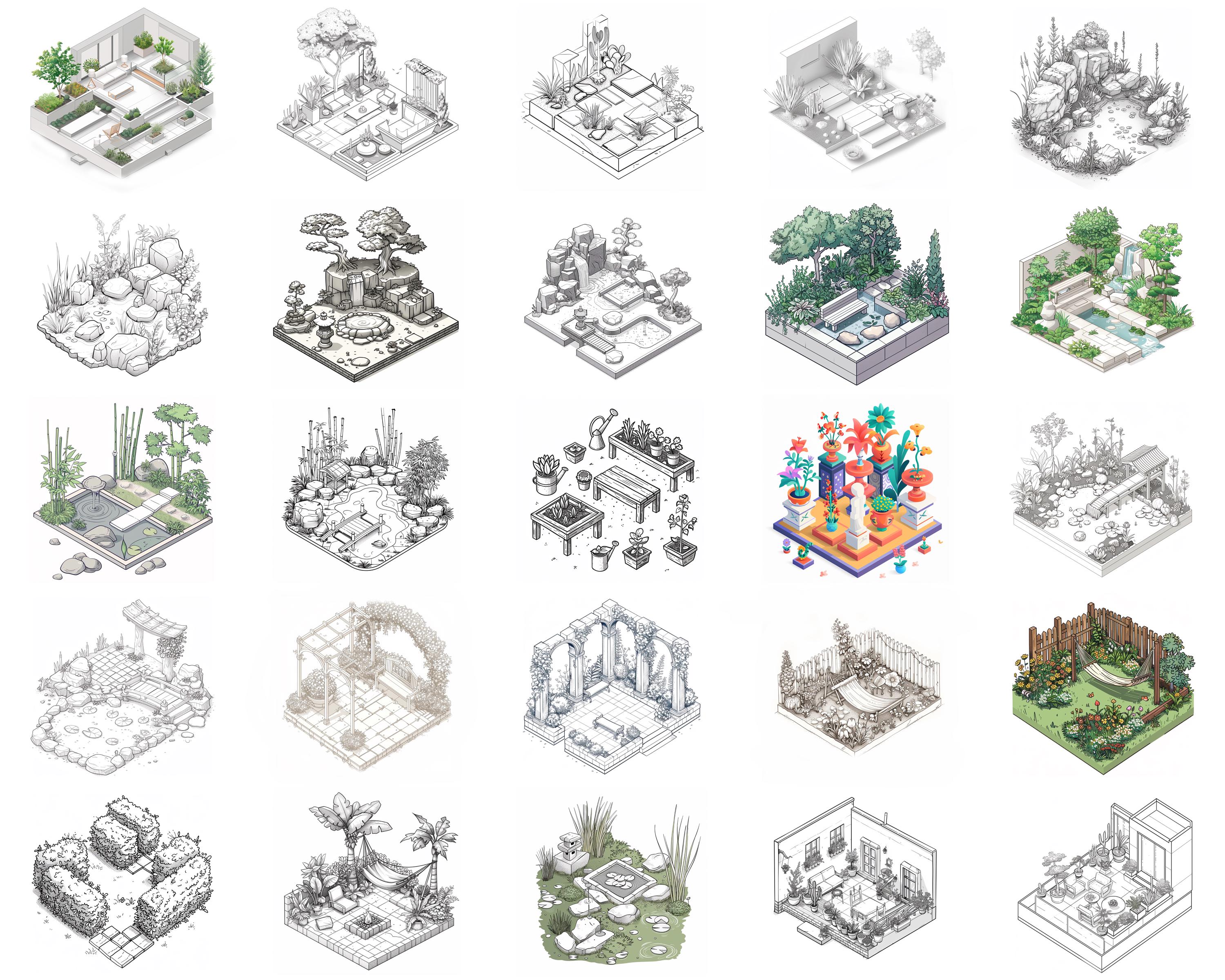 100+ Isometric Garden Procreate Brush Set | Procreate Stamp Brushes ...