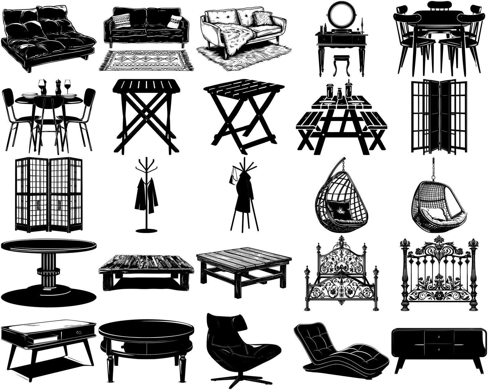 Furniture SVG Bundle, Set of 100, Instant Digital Download Svg Png Dxf ...