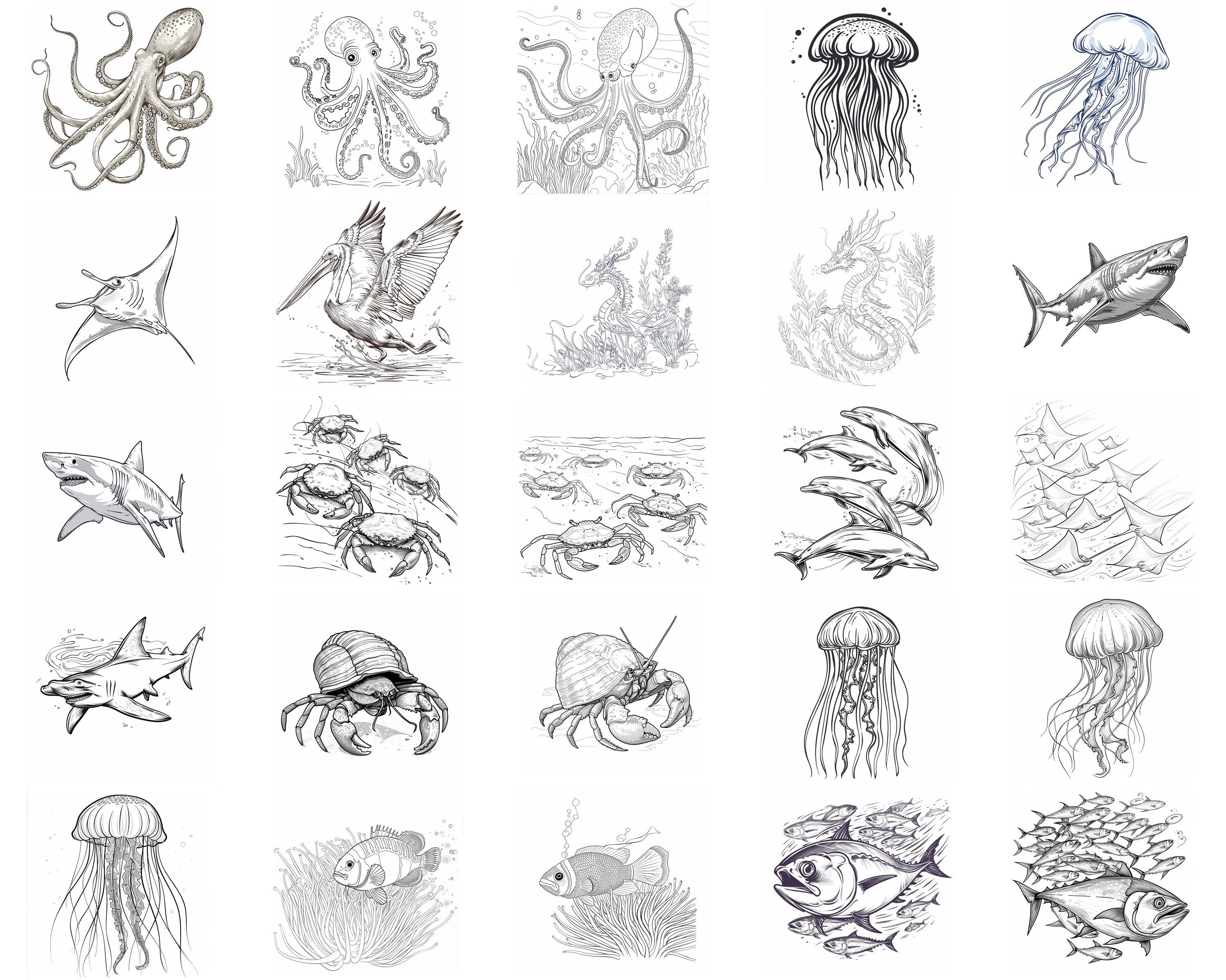100+ Sea Creatures Procreate Brush Set | Procreate Stamp Brushes ...