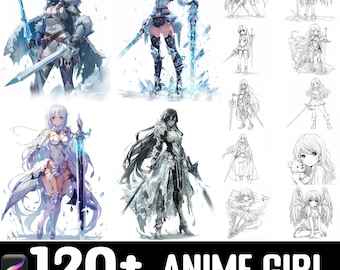 150+ Anime Girl Procreate Brush Set | Stamps For Procreate | Instant Digital Download