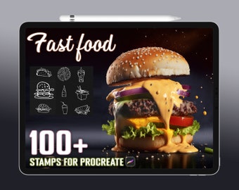 100+ Fast Food Procreate Brushes: Kitchen Stamps Bundle (Instant Download)