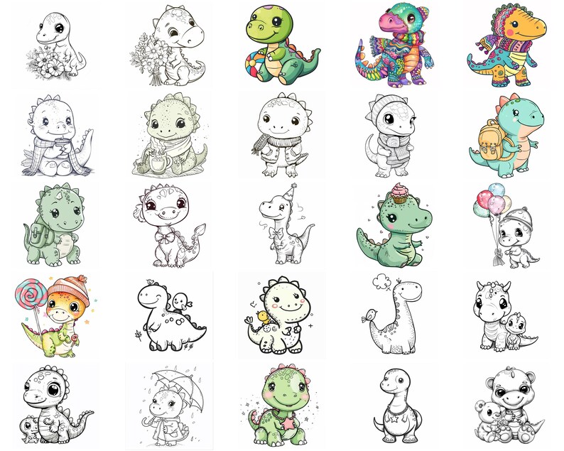 150+ Kawaii Dinosaur Procreate Brush Set | Stamps for Procreate ...