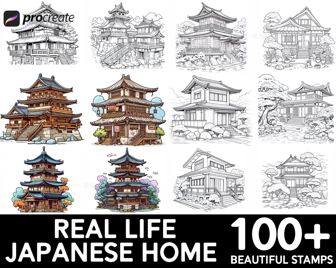 100+ Japanese Home Procreate Brush Set | Unique Home Style Stamp ...