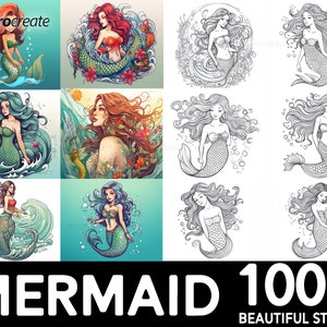 100+ Mermaid Procreate Brush Set | Unique Mermaid Stamp Brushes | Instant Digital Download