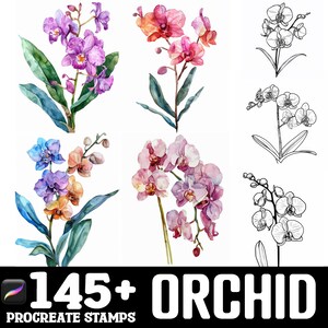 145+ Orchid Procreate Brush Set | Stamps For Procreate | Instant Digital Download