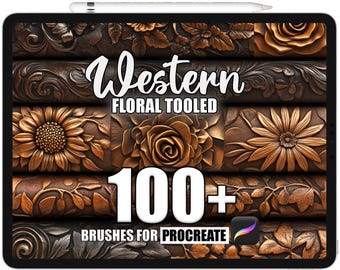 Western Floral Texture Procreate Brushes: 100+ Seamless Patterns (Digital Download)