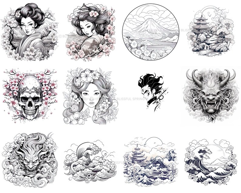 100+ Japanese Tattoo Procreate Brush Set | Unique Tattoo Style Stamp ...