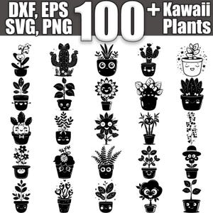 Kawaii Plants SVG Bundle, Set of 100, Instant Digital Download svg png dxf eps