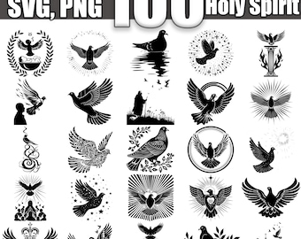 Dove and Holy Spirit SVG Bundle, Set of 100, Instant Digital Download svg png dxf eps