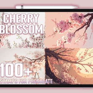 100 種類以上の Procreate ブラシ、桜のタトゥー セット、スタンプ テンプレート、花、植物、日本の植物グラフィック タトゥー ツール、商用利用