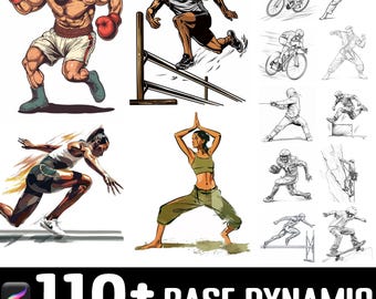 100+ Base Dynamic Poses Procreate Brush Set | Procreate Stamp Brushes | Instant Digital Download