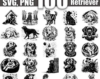 Paquete SVG de Golden Retriever, juego de 100, descarga digital instantánea svg png dxf eps