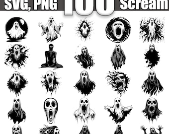 Ghost Scream SVG Bundle, Set of 100, Instant Digital Download svg png dxf eps