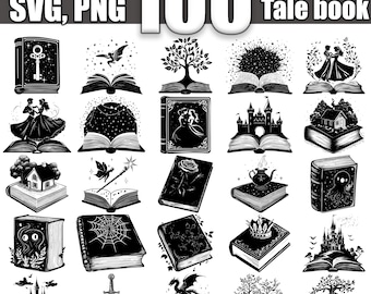 Fairy Tale Book SVG Bundle, Set of 100, Instant Digital Download svg png dxf eps