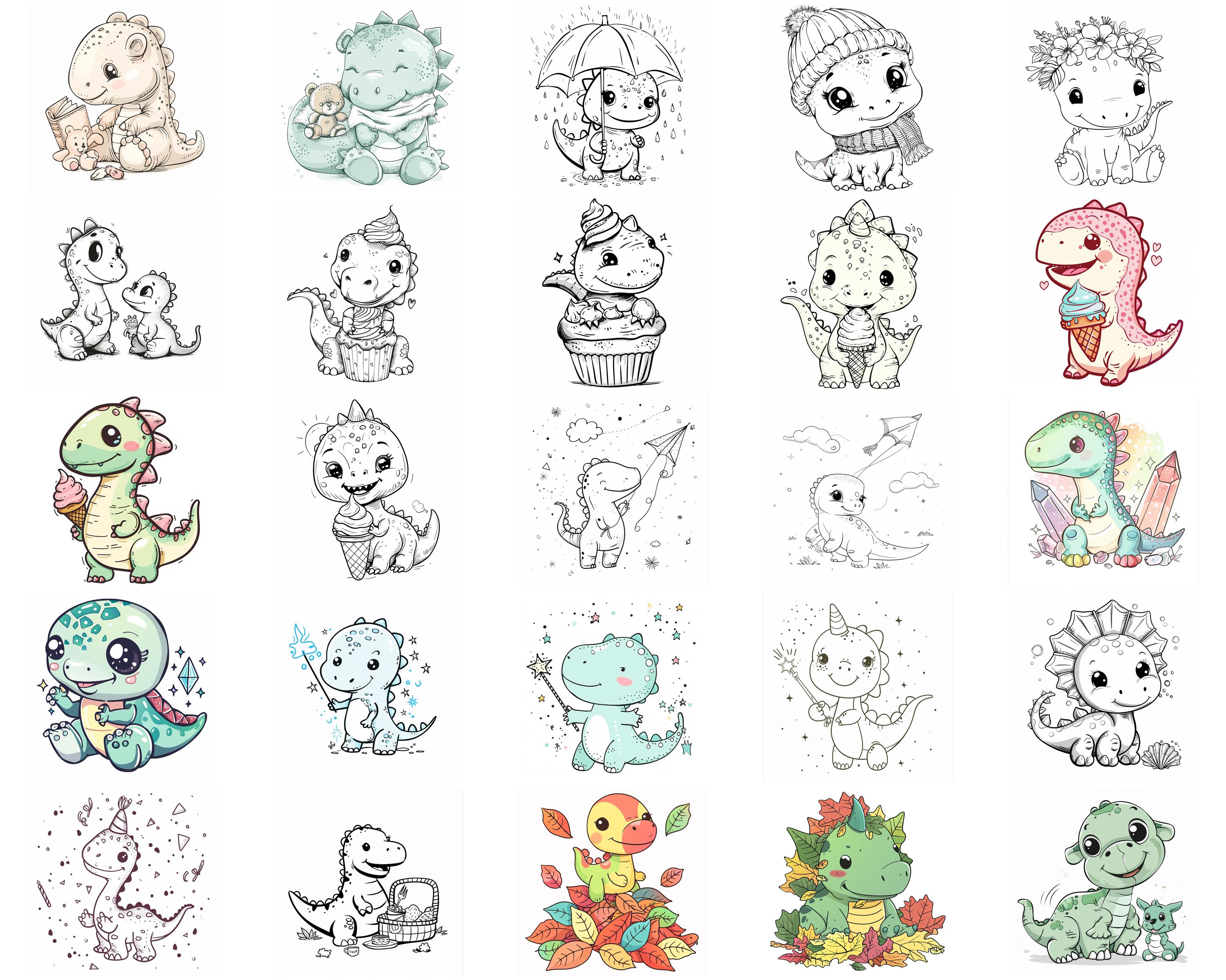 150+ Kawaii Dinosaur Procreate Brush Set | Stamps for Procreate ...