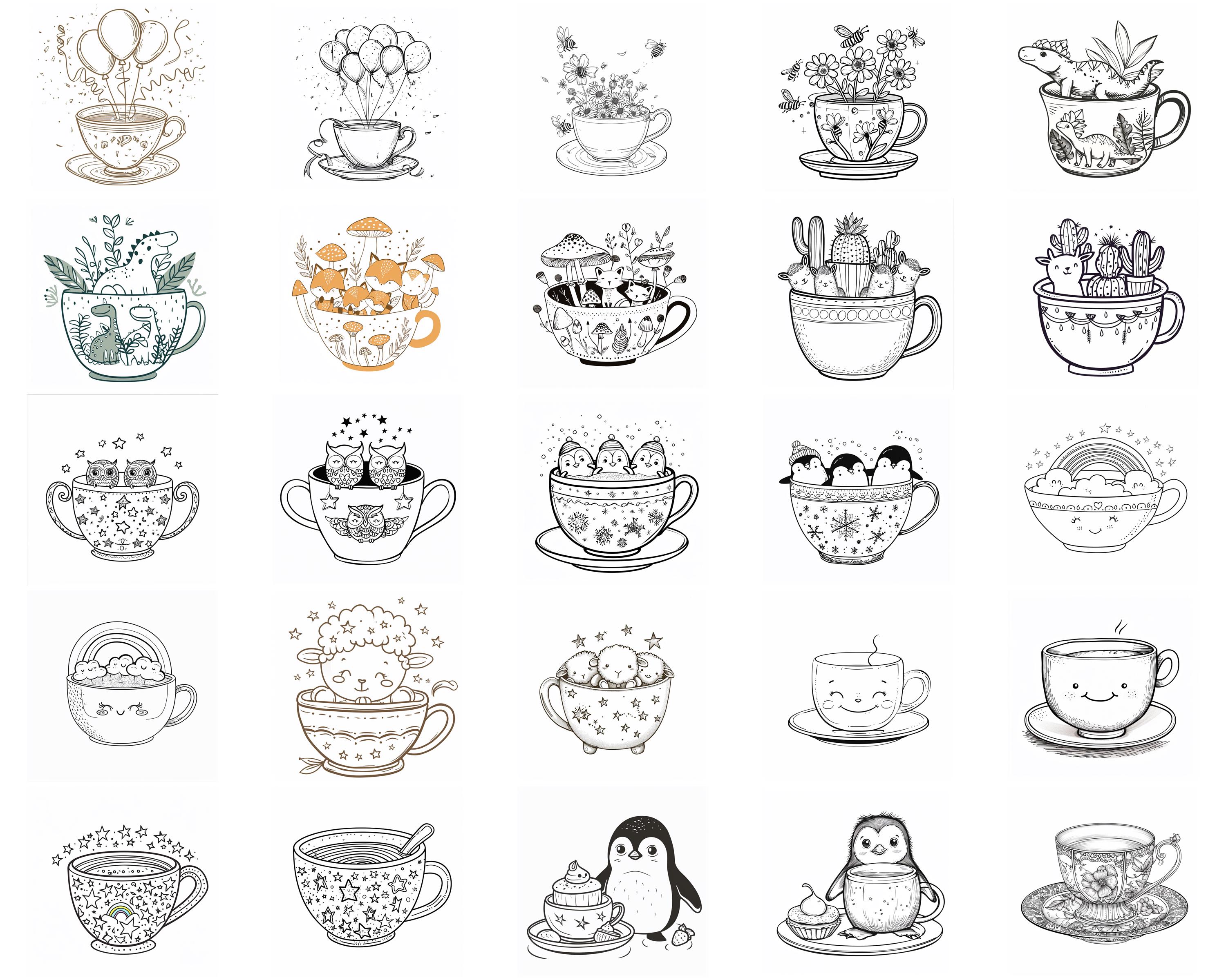 128+ Teacup Procreate Brush Set | Stamps for Procreate | Instant ...