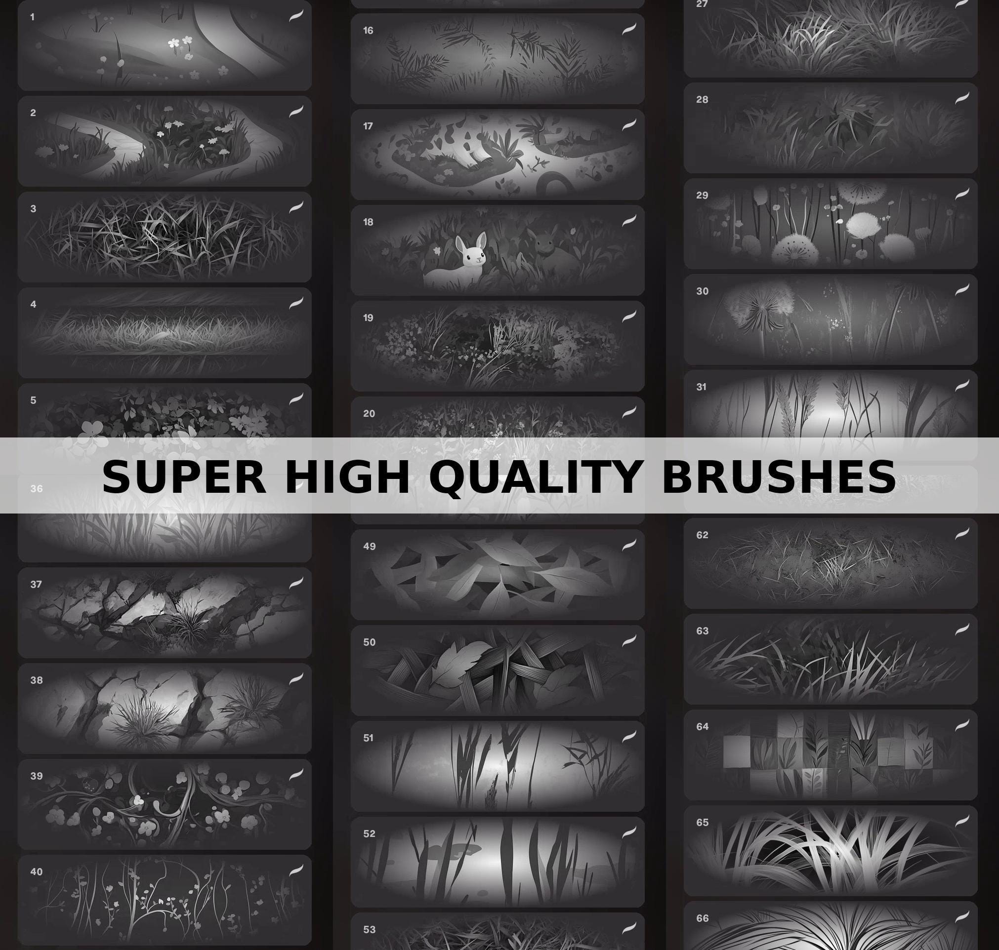 Grassy Field Texture Procreate Brushes: 100+ Seamless Pattern Brush Set ...