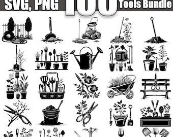 Garden Tools SVG Bundle, Set of 100, Instant Digital Download svg png dxf eps