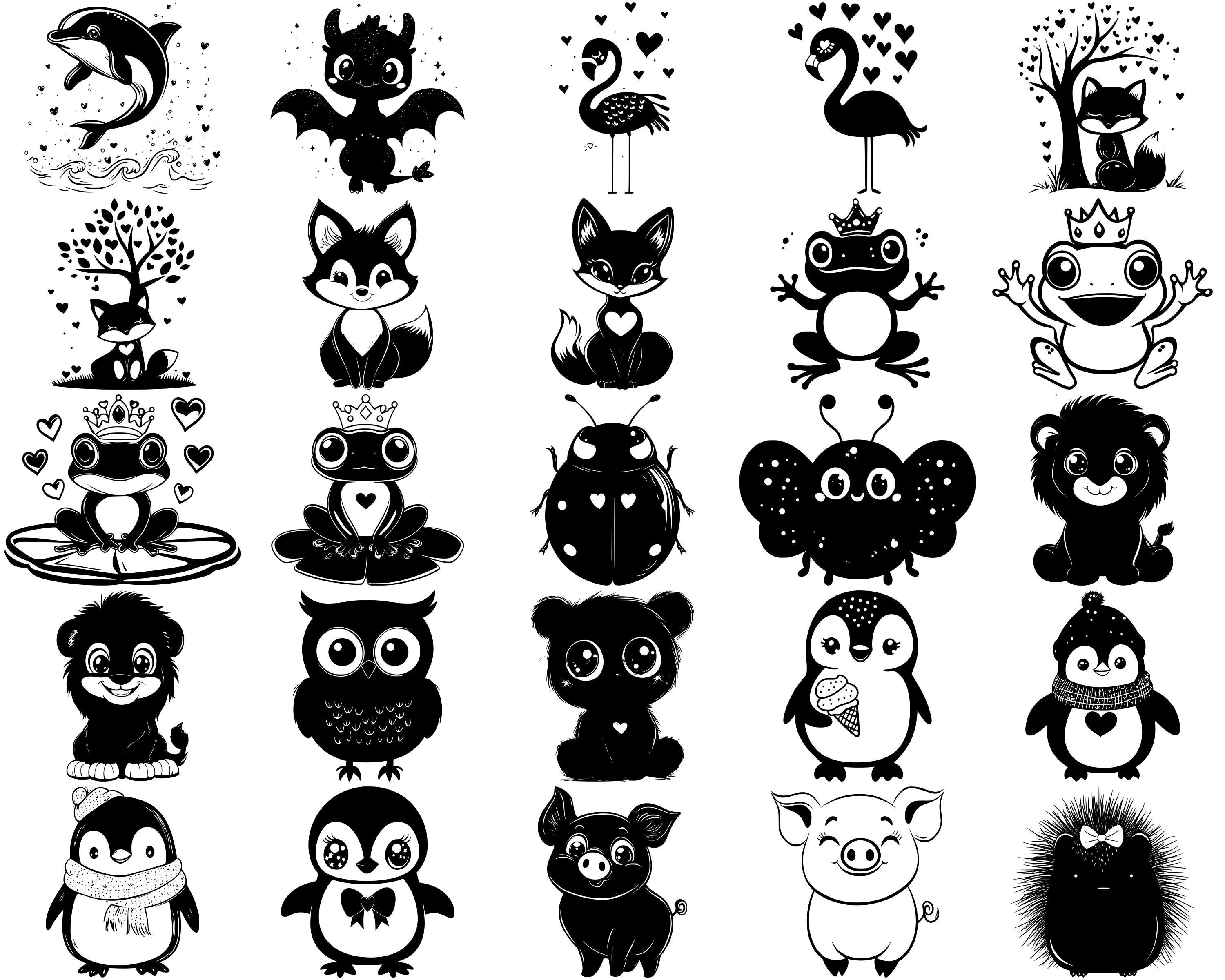Kawaii Animals SVG Bundle, Set of 100, Instant Digital Download Svg Png ...