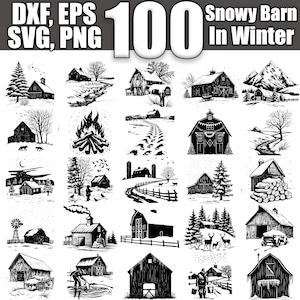 Snowy Barn Winter SVG Bundle: Rustic Farmhouse Designs (Digital Download)