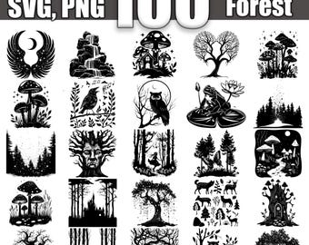 Enchanted Forest SVG Bundle, Set of 100, Instant Digital Download svg png dxf eps