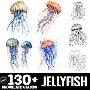 130+ JellyFish Procreate Brush Set | Stamps For Procreate | Instant Digital Download