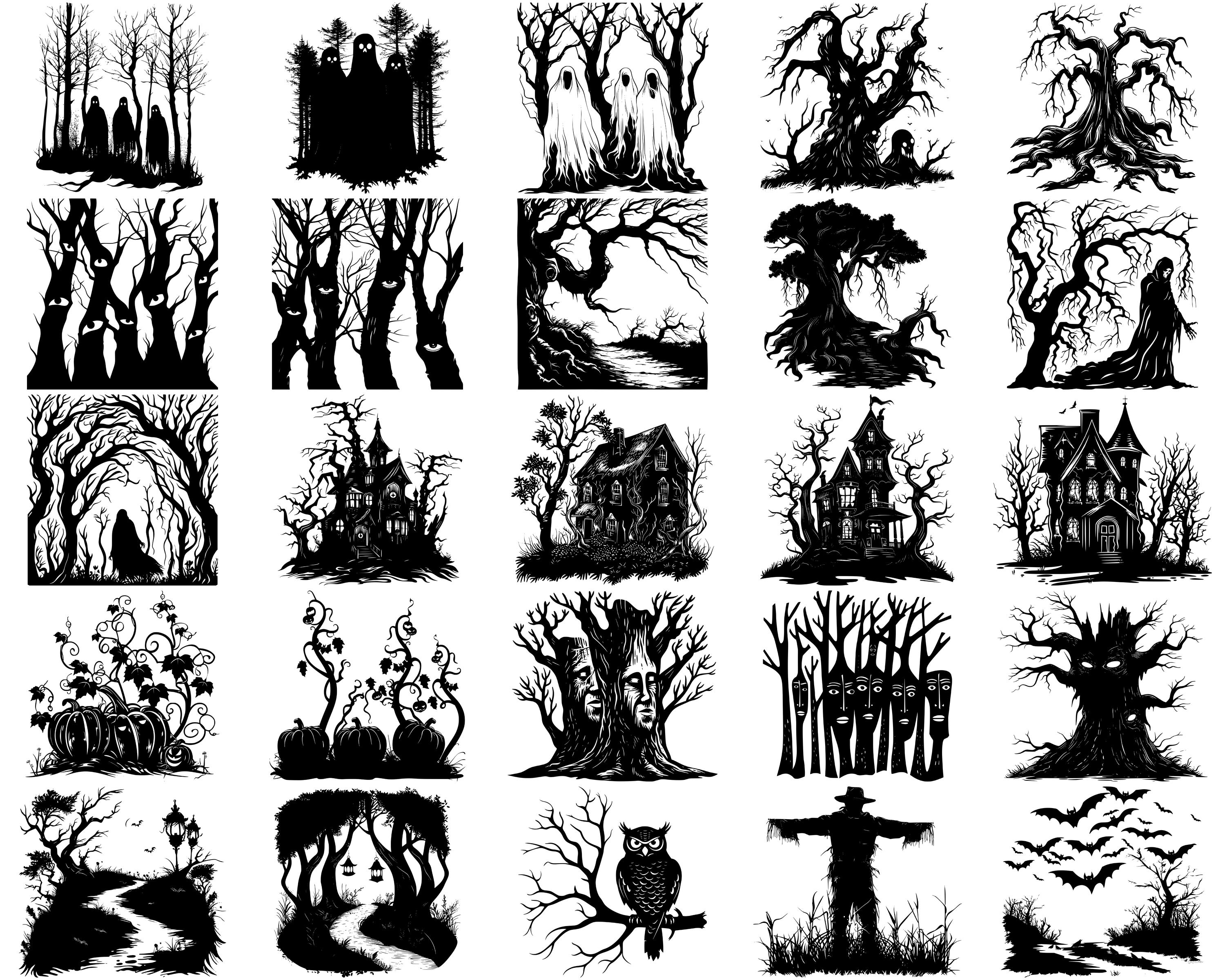 Haunted Forest SVG Bundle, Set of 100, Instant Digital Download Svg Png ...