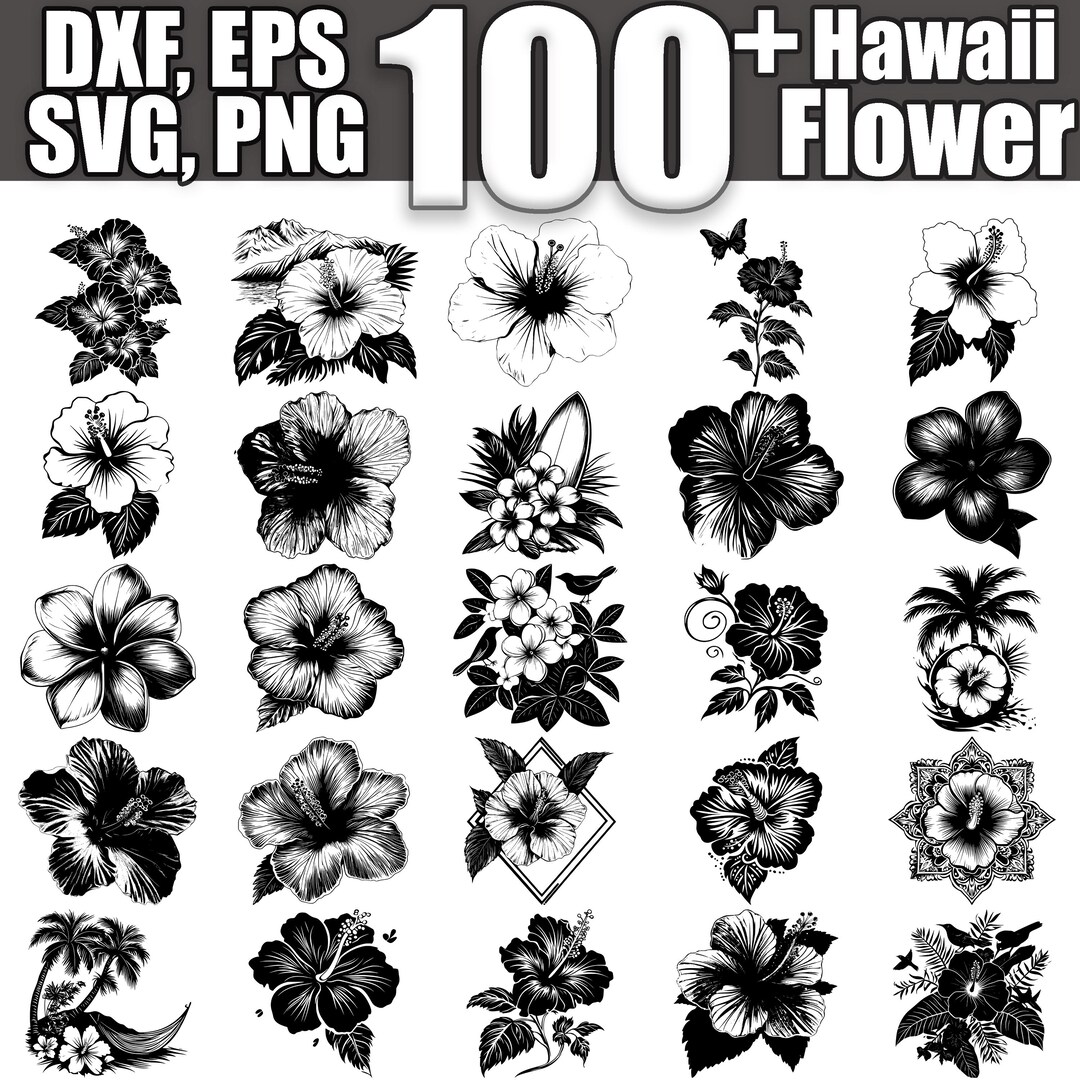 Hawaii Flower SVG Bundle, Set of 100, Instant Digital Download Svg Png ...