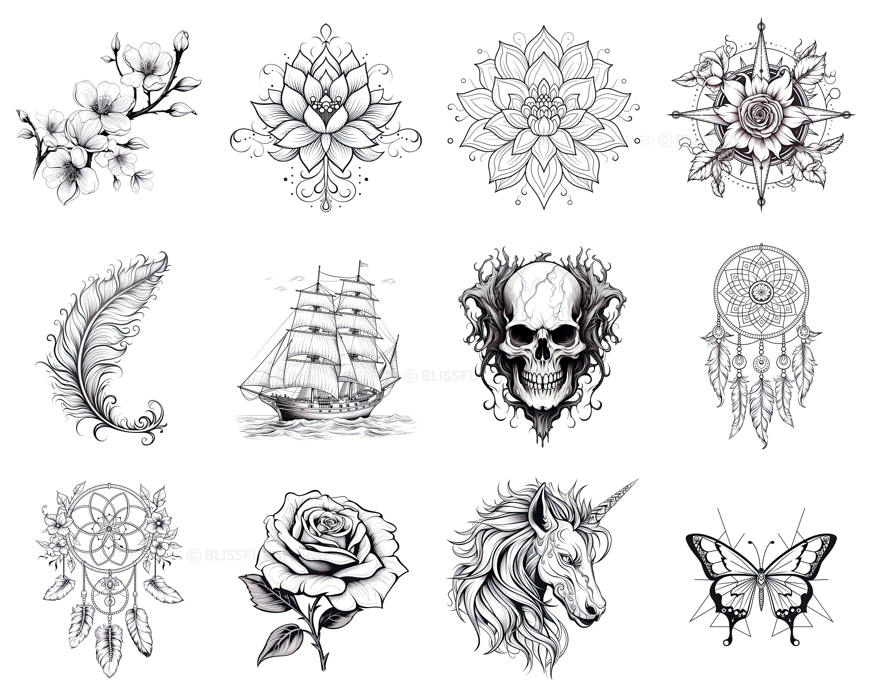 100+ Realism Tattoo Procreate Brush Set | Unique Tattoo Style Stamp ...