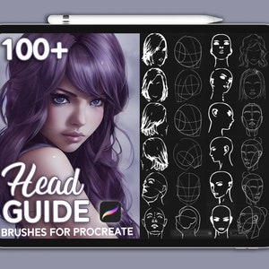 100+ Procreate Head guide stamps, Procreate head stamp brushes, Face Procreate brushes, Procreate stamps, Procreate face brushes