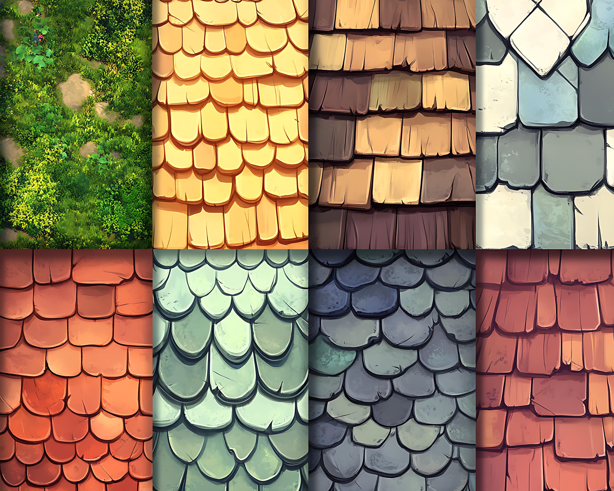 Repeatable Shingles Texture 100+ Roof Shingles Texture Procreate Brushes: Seamless Patterns ...