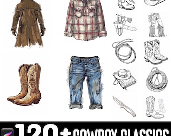 100+ Cowboy Classics Procreate Brush Set | Procreate Stamp Brushes | Instant Digital Download