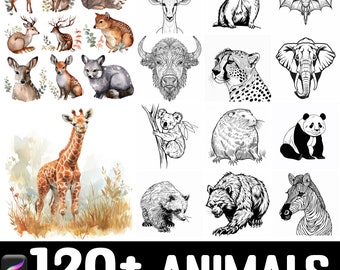 Más de 120 pinceles y sellos de animales para Procreate. Descarga digital instantánea.