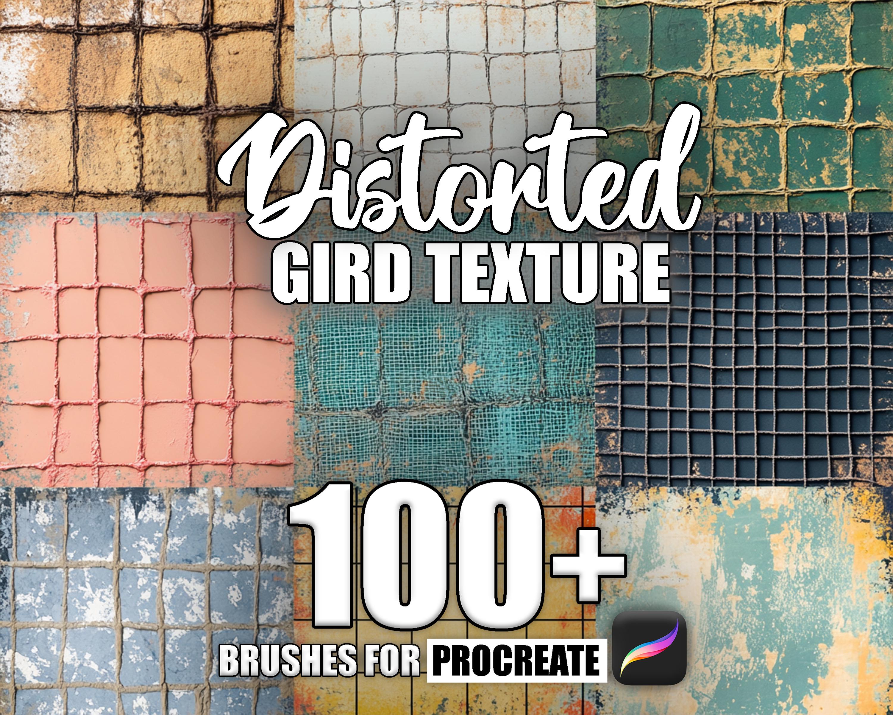 100+ Distorted Grid Texture Procreate Pattern Brushes – Seamless Glitch Mesh & Wave Grid Textures