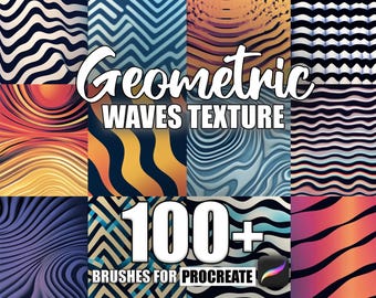 100+ Geometric Waves Procreate Brushes: Seamless Texture Patterns (Instant Download)