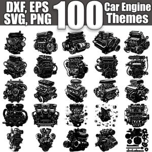 カーエンジン SVG バンドル、100 個セット、インスタントデジタルダウンロード svg png dxf eps