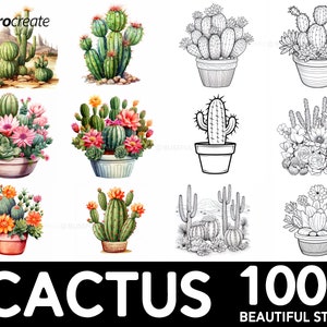 100+ Cactus Procreate Brush Set | Unique Realistic Cactus Stamp Brushes | Instant Digital Download