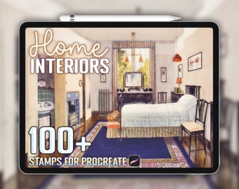 100+ Home Interior stamps procreate, Interior brushes procreate, Instant Download