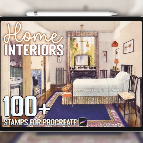 100 Home Interior Stamps Procreate Interior Brushes Etsy