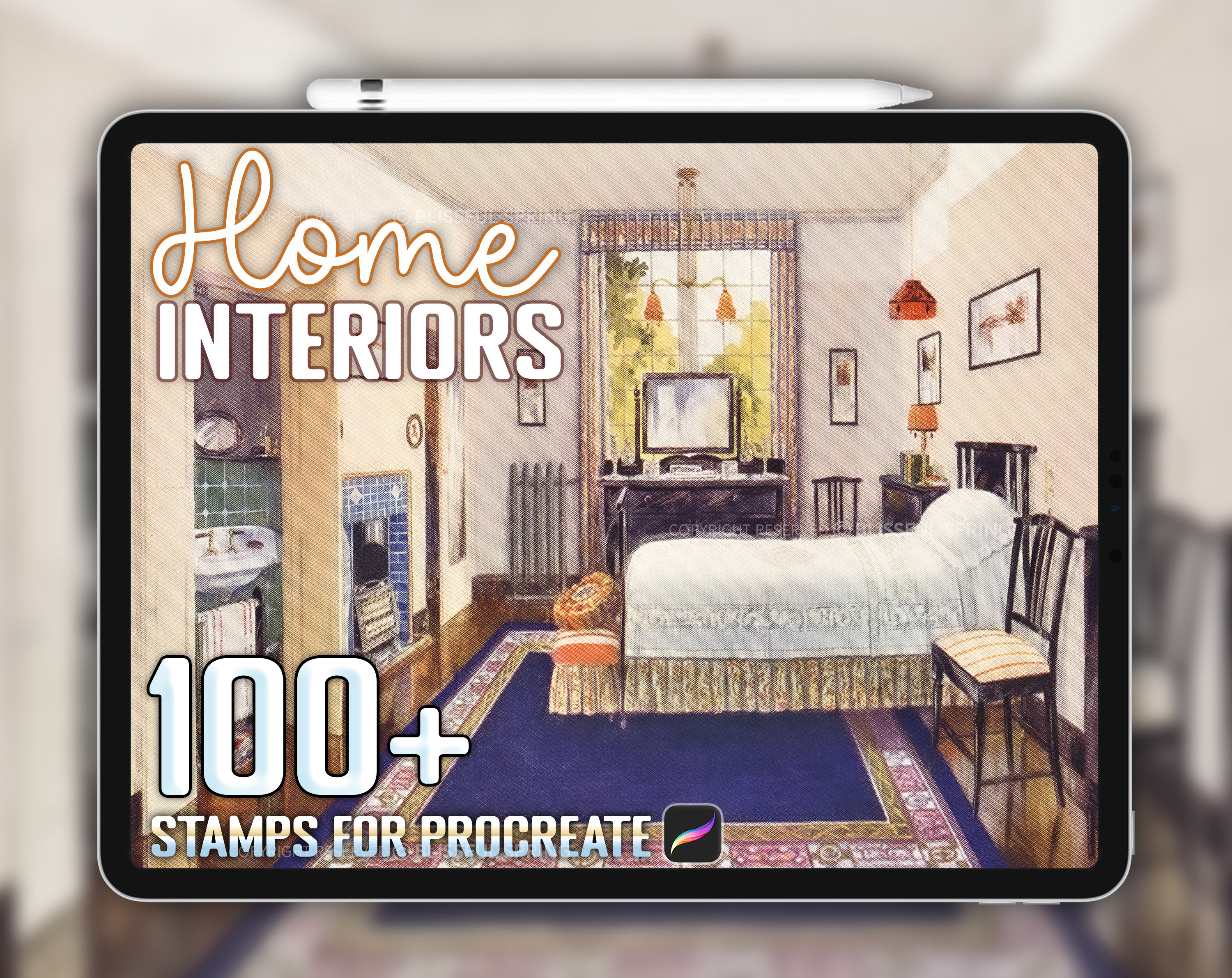 Home Interior Procreate Stamps: 100+ Brush Set (instant Download) - Etsy