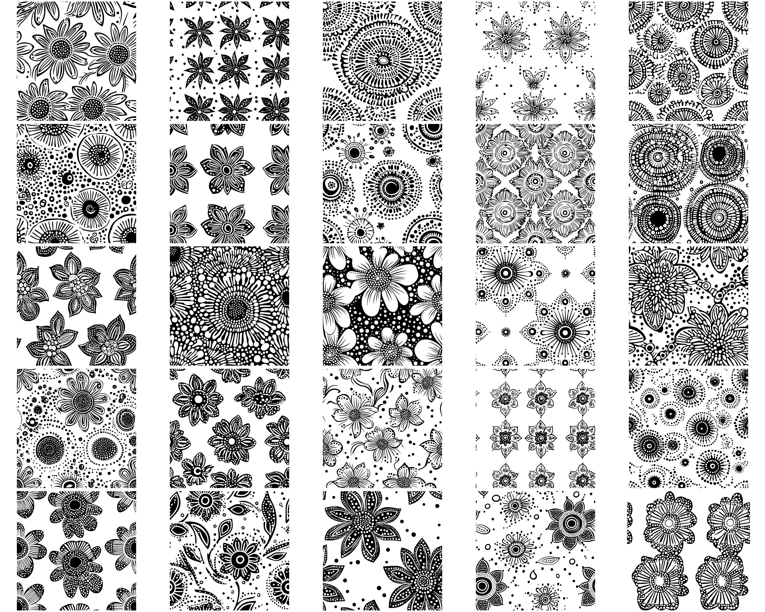 Flower Seamless Pattern SVG Bundle: 100 Floral Designs (digital ...