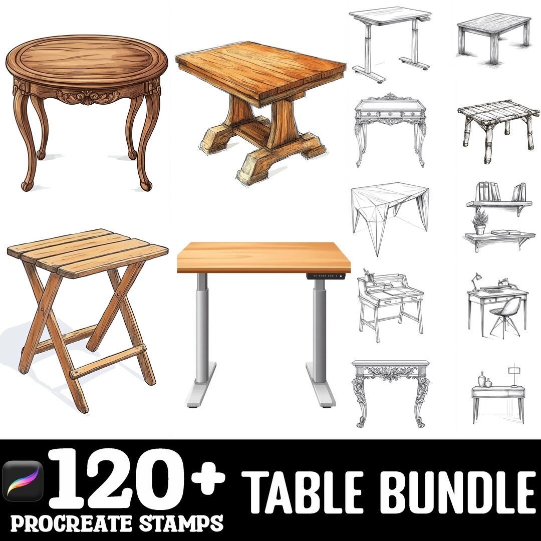 128+ Table Procreate Brush Set | Stamps for Procreate | Instant Digital ...