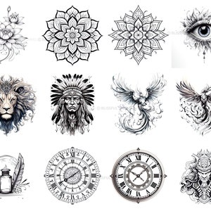 100+ Blackwork Tattoo Procreate Brush Set | Unique Tattoo Style Stamp ...