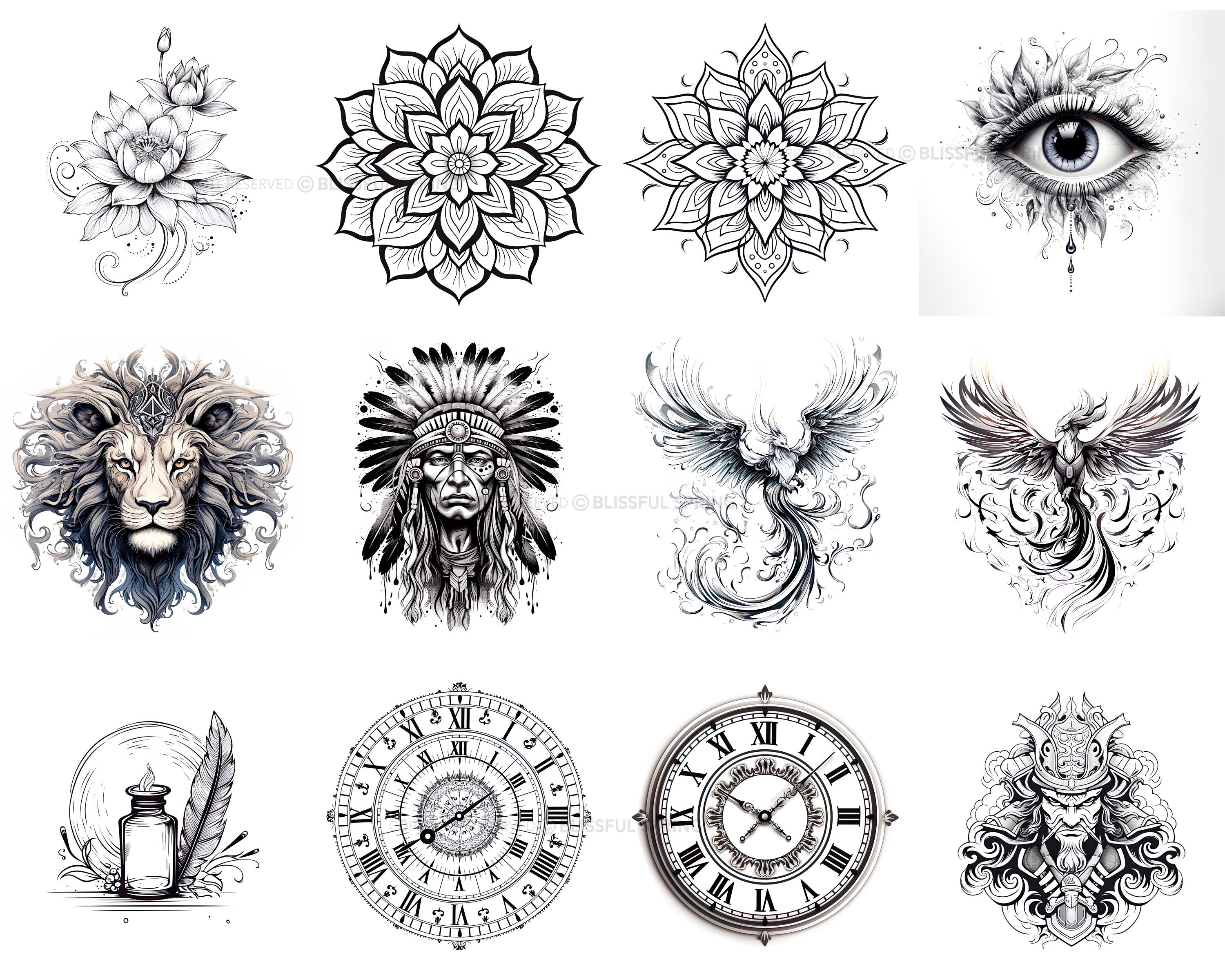 100+ Blackwork Tattoo Procreate Brush Set | Unique Tattoo Style Stamp ...